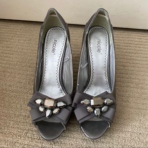 Nicole Jewelled Grey/Purple Heels - Size 8